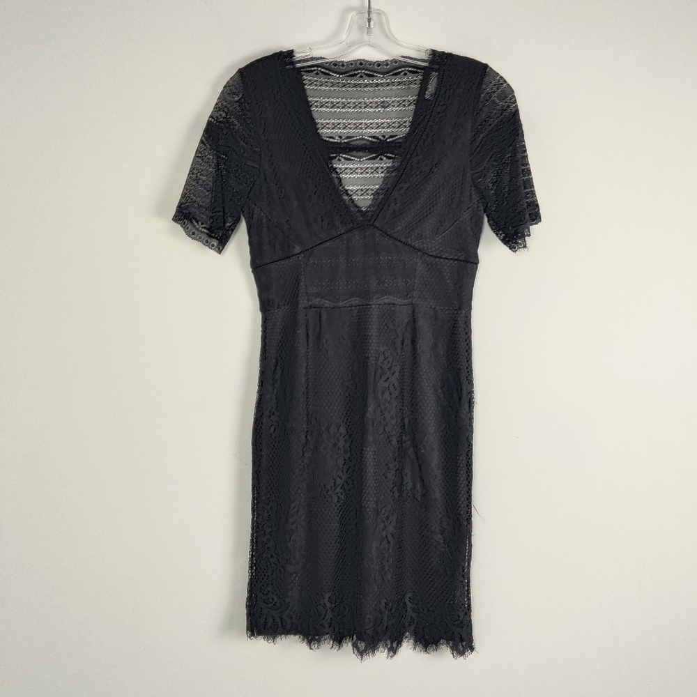 Elegant Black Lace Detail Dress by GF Girlfriend, Size Small Evening Goth